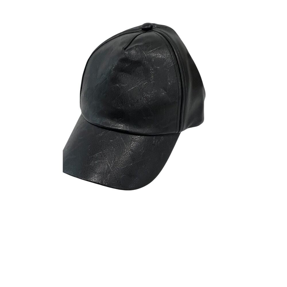 Disney World 50th Anniversary Black Faux Leather Baseball Hat Cap Adjustable